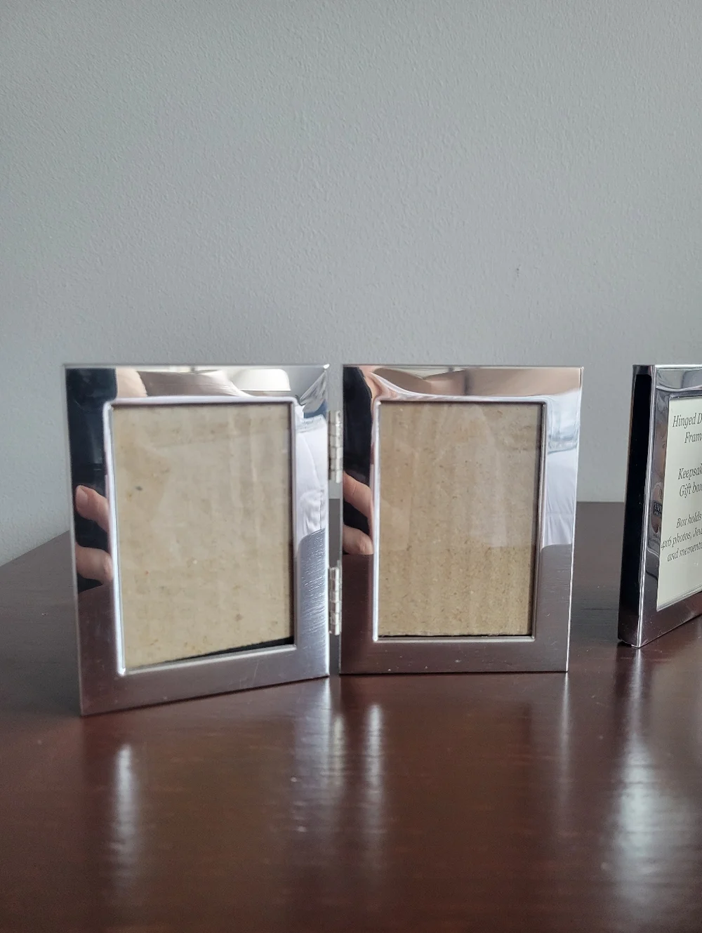 Burnes Of Boston Y2K Silver Hinged Double Picture Frames, 2.5
